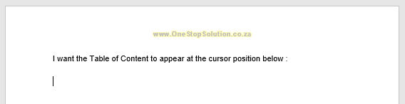 Select the TOC location