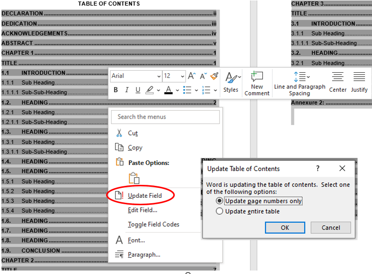 Select appropiate update option
